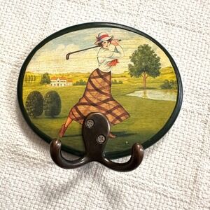 Navika Lady Golfer Wall Hook Vintage Golf Decor Coat Towel Hook
